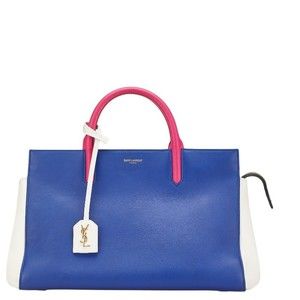 Saint Laurent Cavalive Gauche Handbag Blue Pink White Leather s